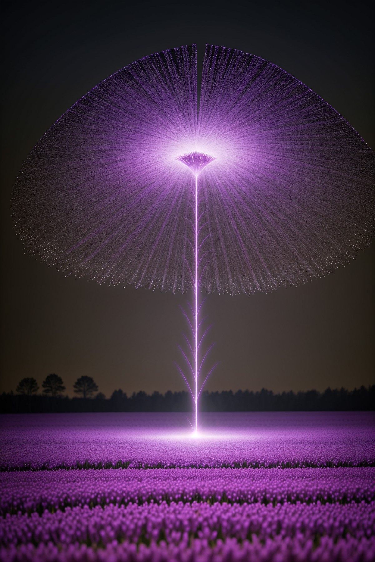 light art stylized by Sung Kim and (Mikko Lagerstedt:1.0) and (Gabriel Dawe:1.2) , dense flower field with Violet, glamour...